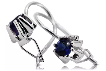 Стерлинговое серебро 925 пробы 14k 583 Sapphire Серьги vec053s Русский Советский СССР Винтаж украшения Ар-деко style